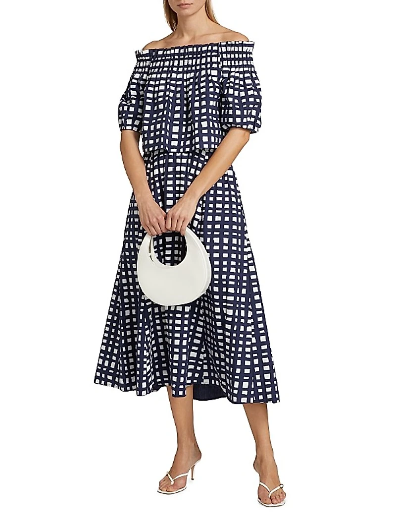 Elodie Geometric Cotton Off-The-Shoulder Top