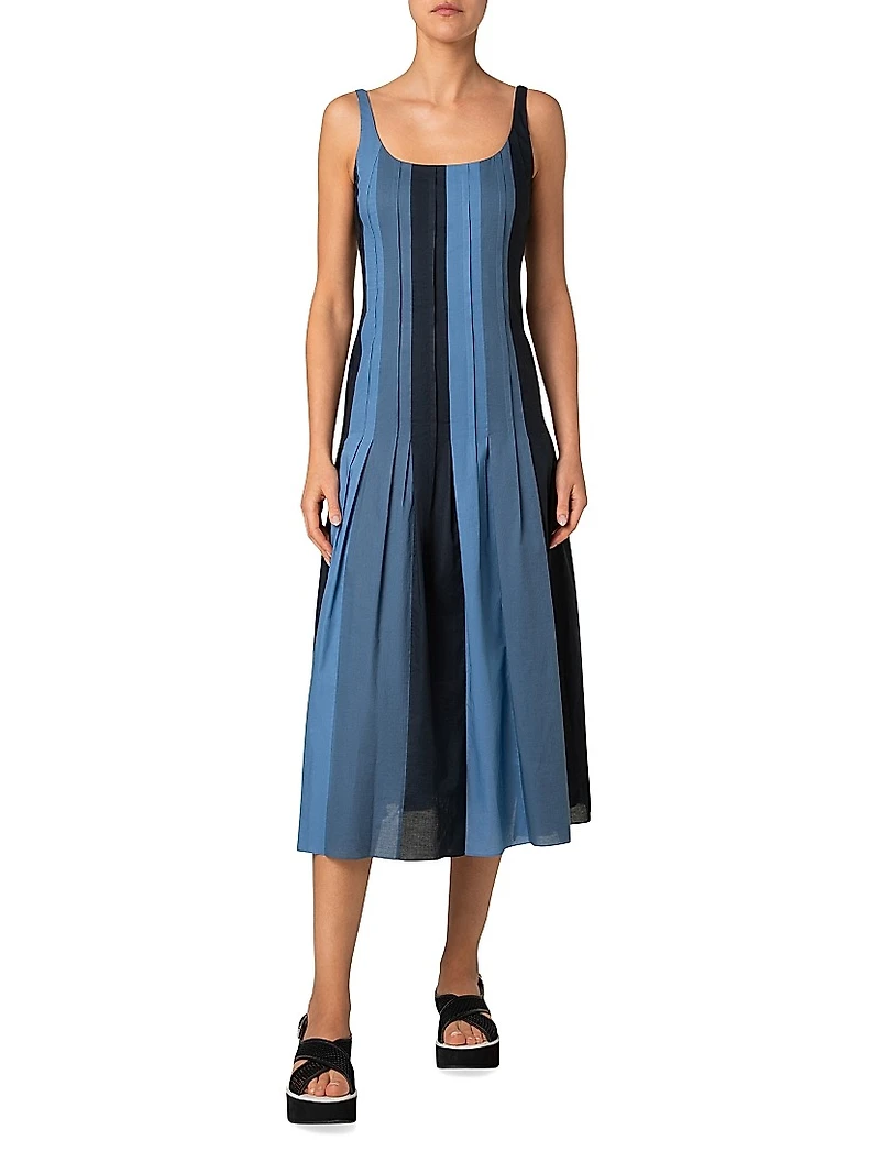 Paneled Tuck A-Line Dress