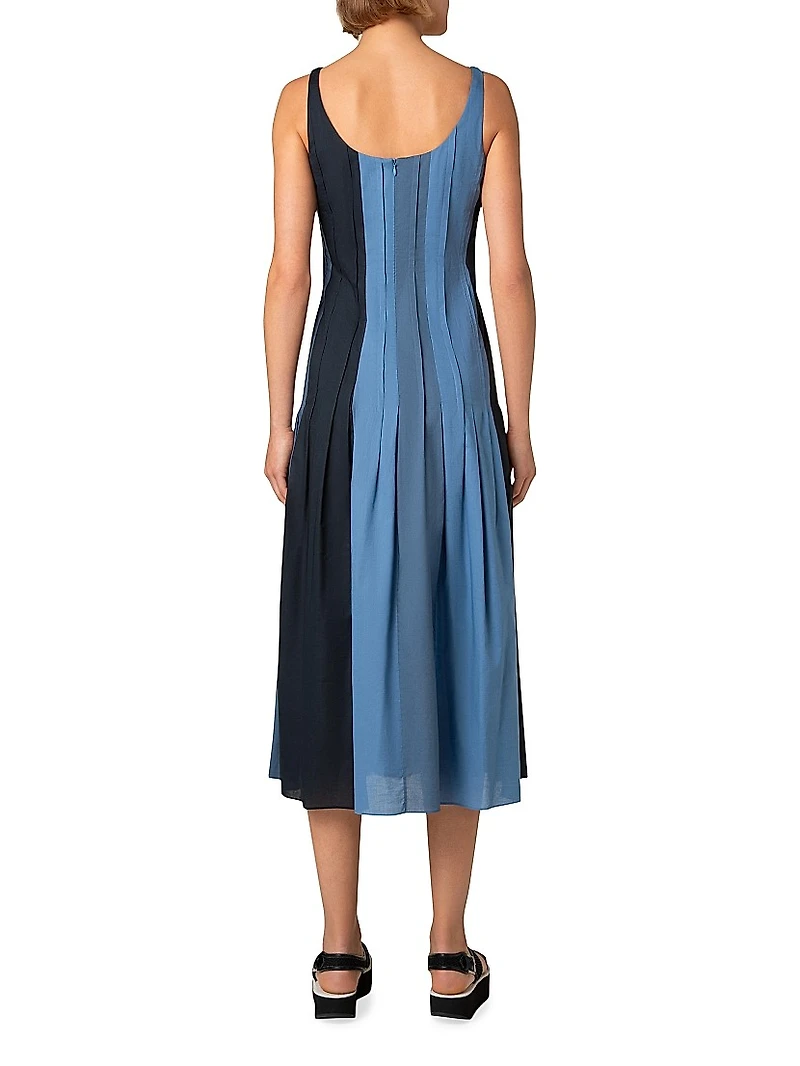 Paneled Tuck A-Line Dress