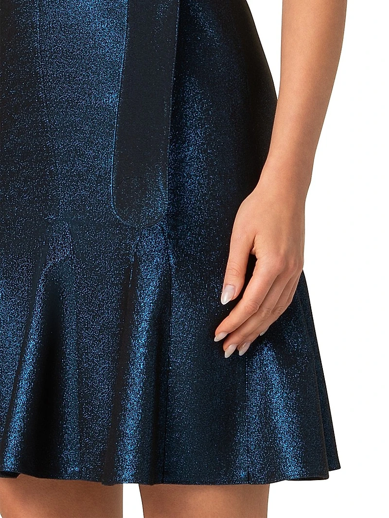 Metallic Denim Belted Minidress