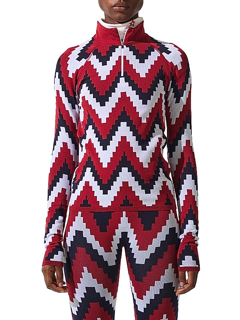 Perfect Zigzag Fleece Quarter-Zip Top