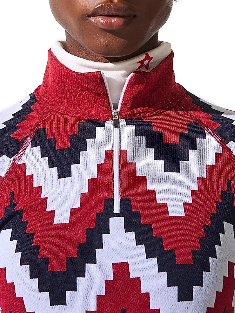 Perfect Zigzag Fleece Quarter-Zip Top