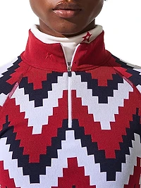 Perfect Zigzag Fleece Quarter-Zip Top