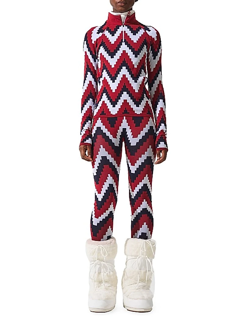 Perfect Zigzag Fleece Quarter-Zip Top
