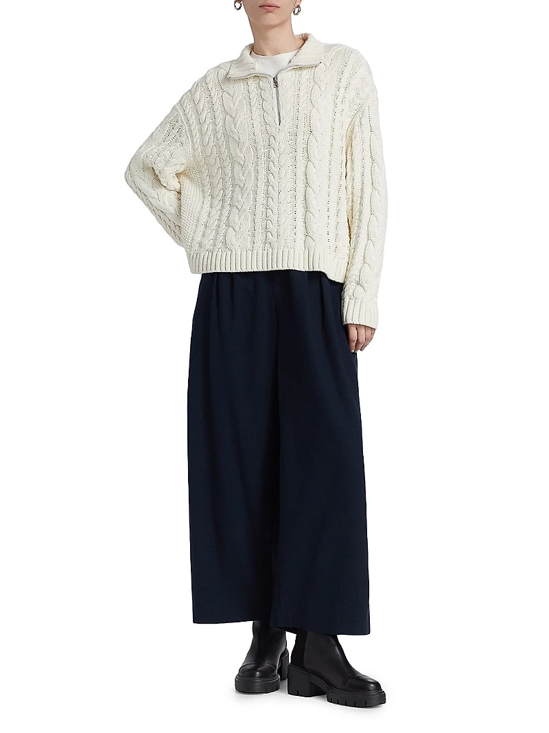 Silk Relaxed Cropped Trousers