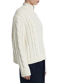 Cotton Cable-Knit Zip Sweater