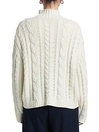 Cotton Cable-Knit Zip Sweater