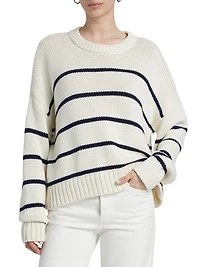 Chloe Striped Cotton Crewneck Sweater