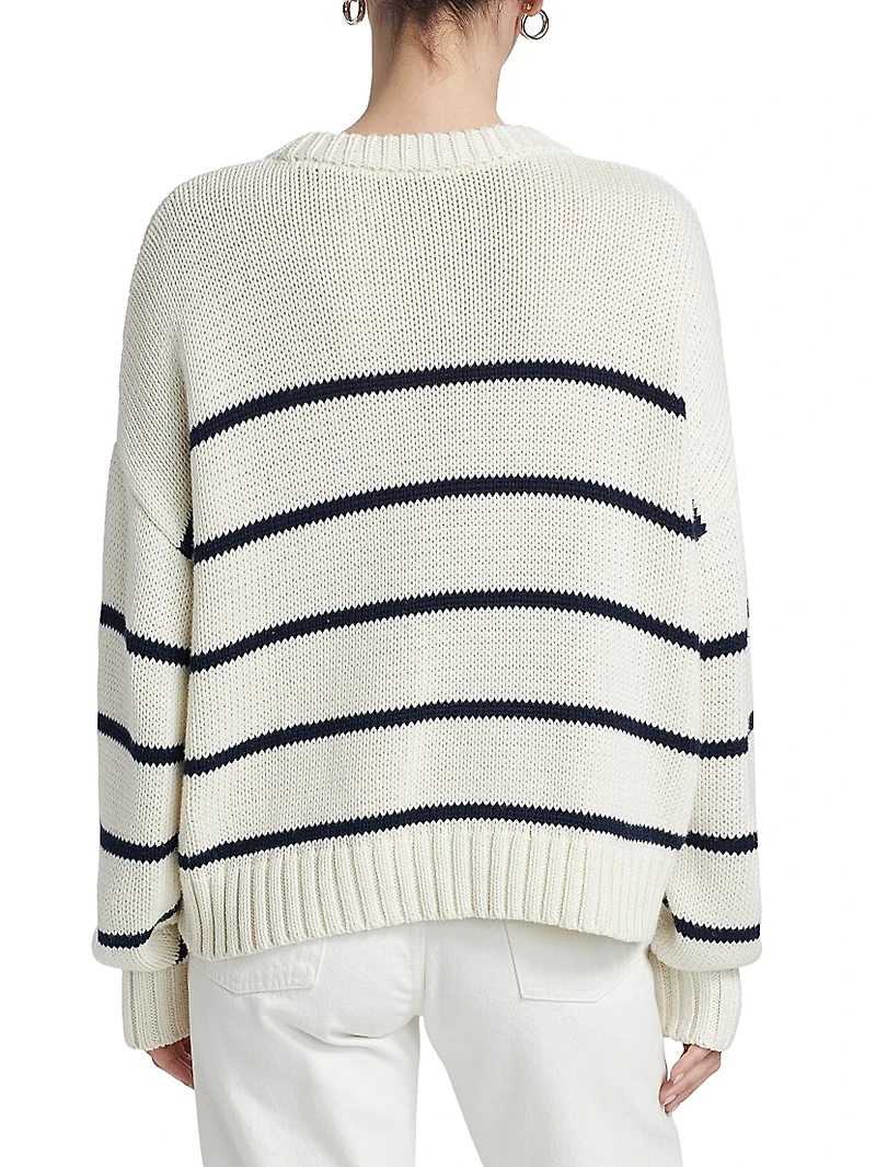 Chloe Striped Cotton Crewneck Sweater