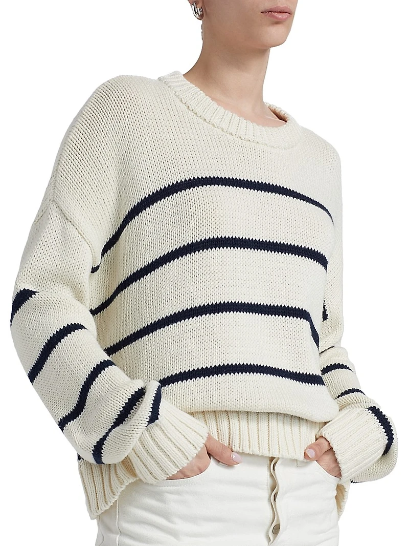 Chloe Striped Cotton Crewneck Sweater