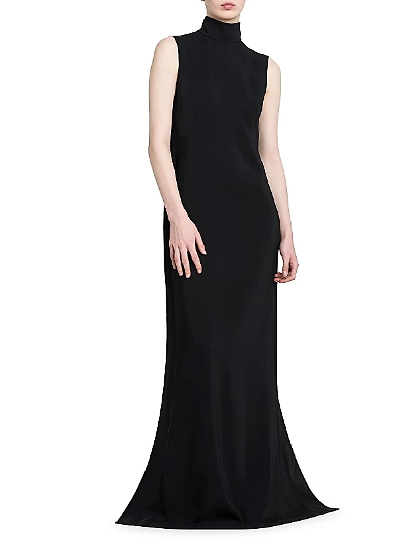 Matte Jersey & Satin Cut-Out Gown