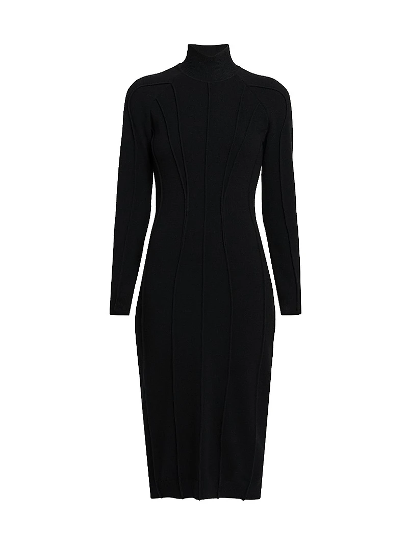 Cashmere-Blend Seamed Knit Dress