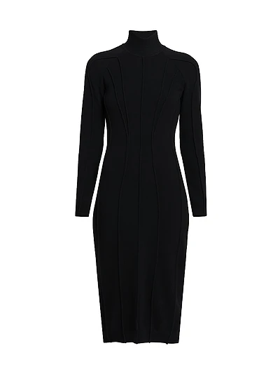 Cashmere-Blend Seamed Knit Dress