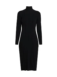 Cashmere-Blend Seamed Knit Dress