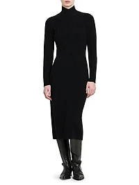 Cashmere-Blend Seamed Knit Dress