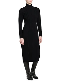 Cashmere-Blend Seamed Knit Dress