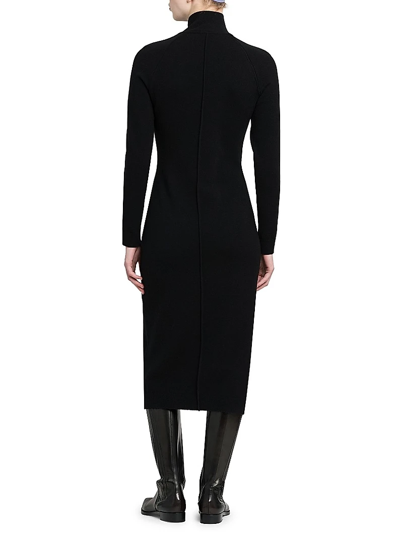 Cashmere-Blend Seamed Knit Dress