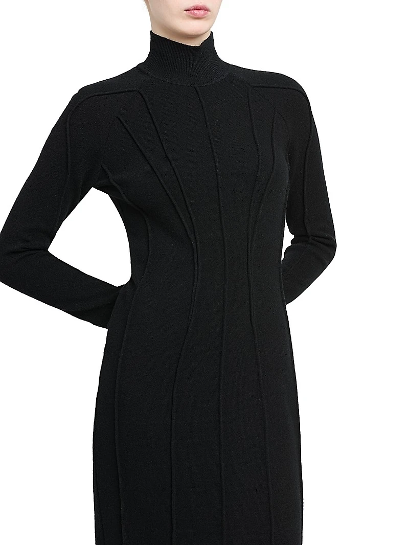 Cashmere-Blend Seamed Knit Dress