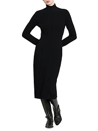Cashmere-Blend Seamed Knit Dress