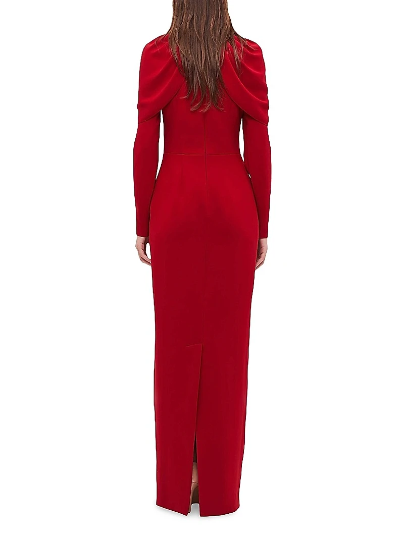 Collar-Embellished Fitted Gown