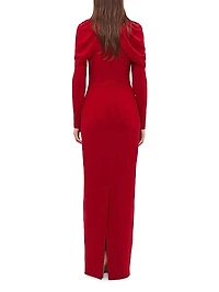 Collar-Embellished Fitted Gown