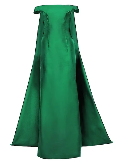 Off-The-Shoulder Cape Gown