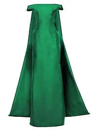 Off-The-Shoulder Cape Gown