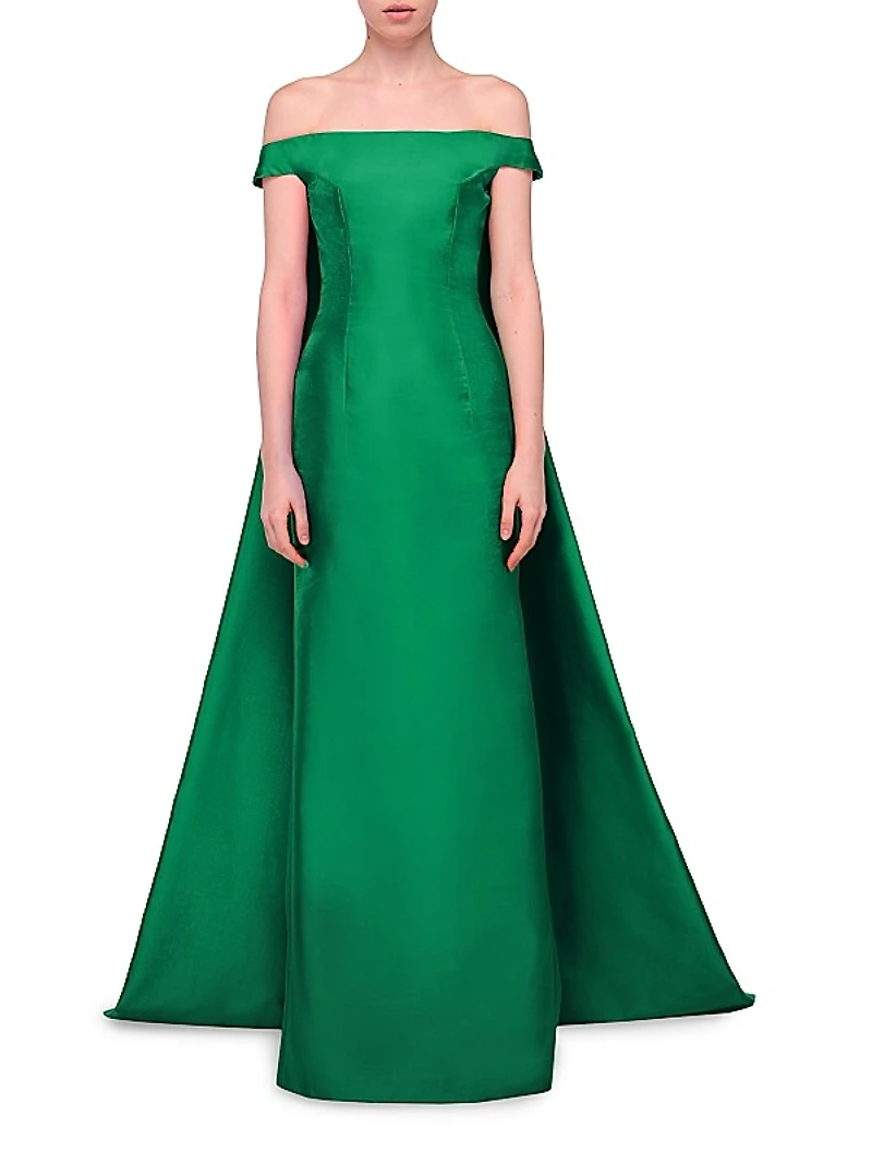 Off-The-Shoulder Cape Gown