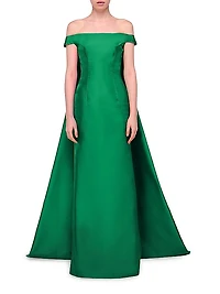 Off-The-Shoulder Cape Gown