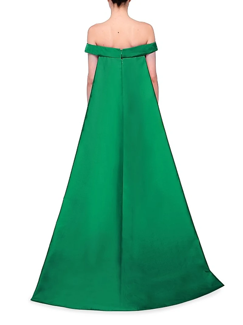 Off-The-Shoulder Cape Gown