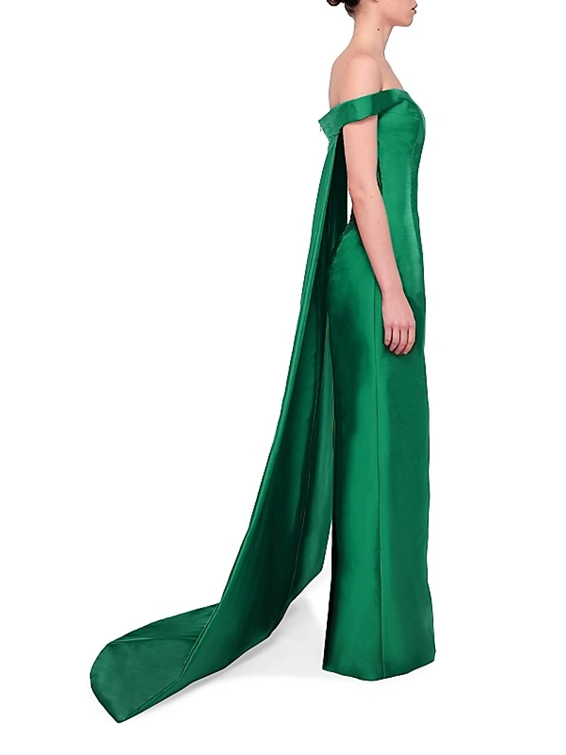 Off-The-Shoulder Cape Gown