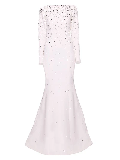 Embellished Crepe Fishtail Gown