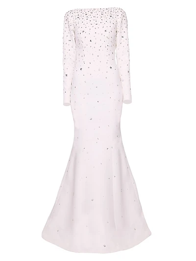 Embellished Crepe Fishtail Gown