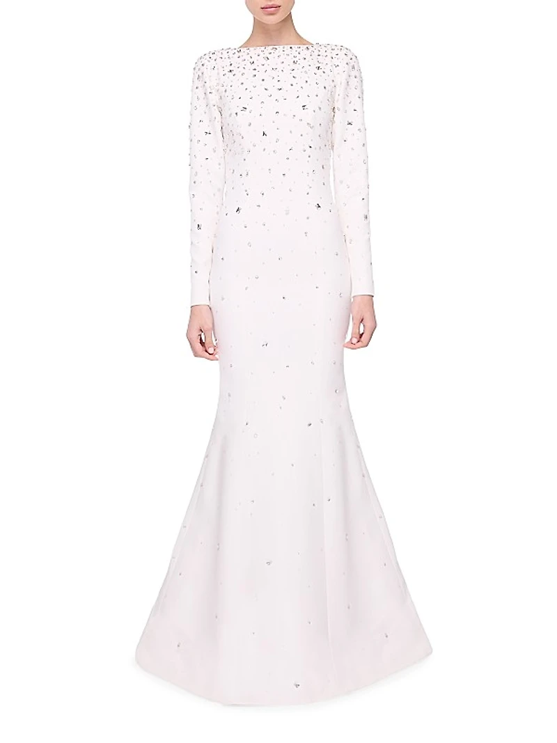 Embellished Crepe Fishtail Gown