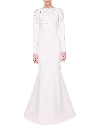 Embellished Crepe Fishtail Gown