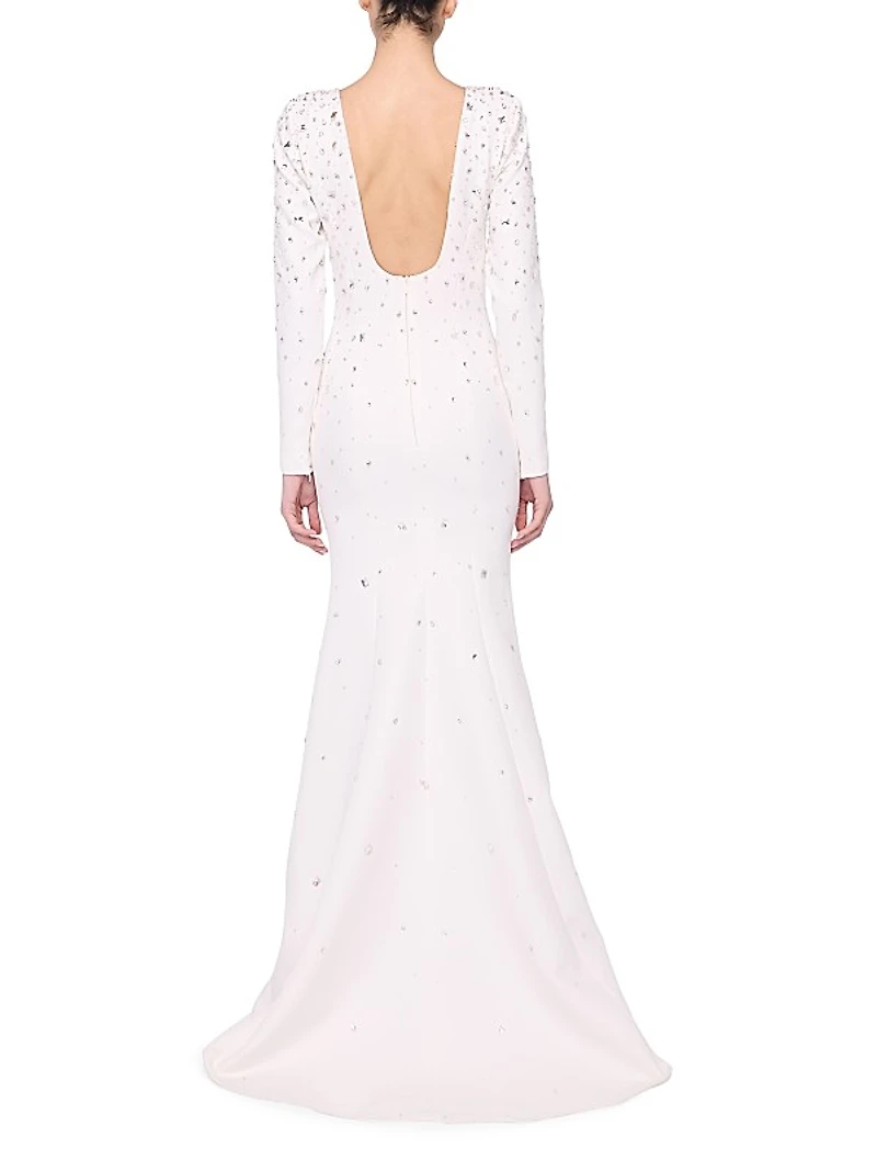 Embellished Crepe Fishtail Gown