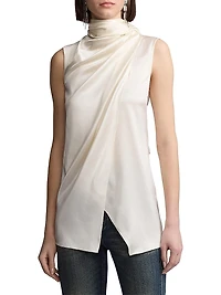 Julie Draped Tieneck Stretch Silk Blouse