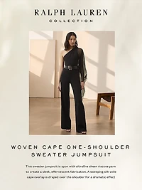 One-Shoulder Cape-Sleeve Jumpsuit