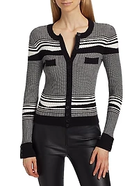 Beatrix Striped Rib-Knit Cardigan
