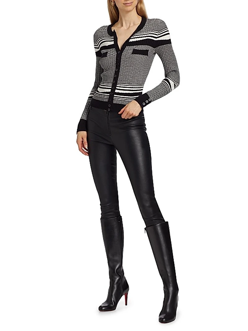 Beatrix Striped Rib-Knit Cardigan