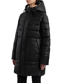 Quilted Hooded Zip-Front Puffer Coat