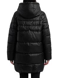 Quilted Hooded Zip-Front Puffer Coat