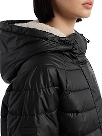 Quilted Hooded Zip-Front Puffer Coat