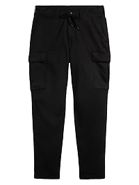 Stretch-Cotton Drawstring Cargo Pants