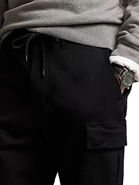 Stretch-Cotton Drawstring Cargo Pants