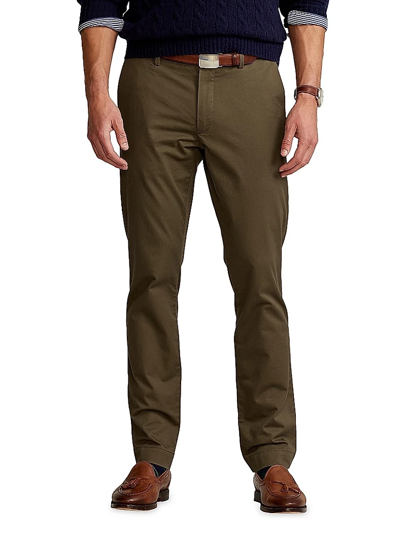 Stretch-Cotton Flat-Front Pants