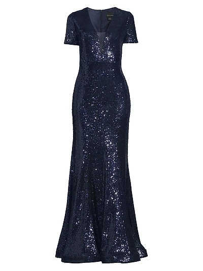 Sequined Fit & Flare Gown