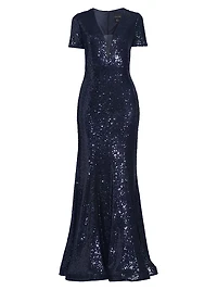 Sequined Fit & Flare Gown