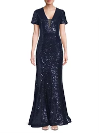 Sequined Fit & Flare Gown