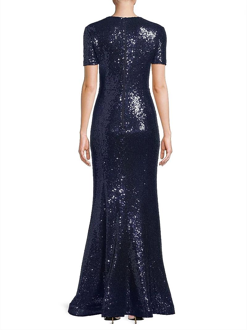 Sequined Fit & Flare Gown